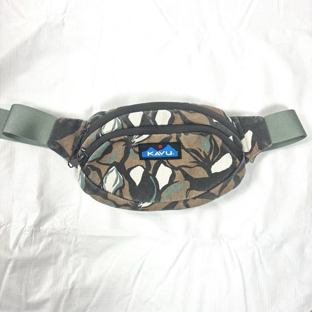 KAVU Spectator Belt Bag Fanny Pack Waist Pack  Leaves Foliage Brown Green Black